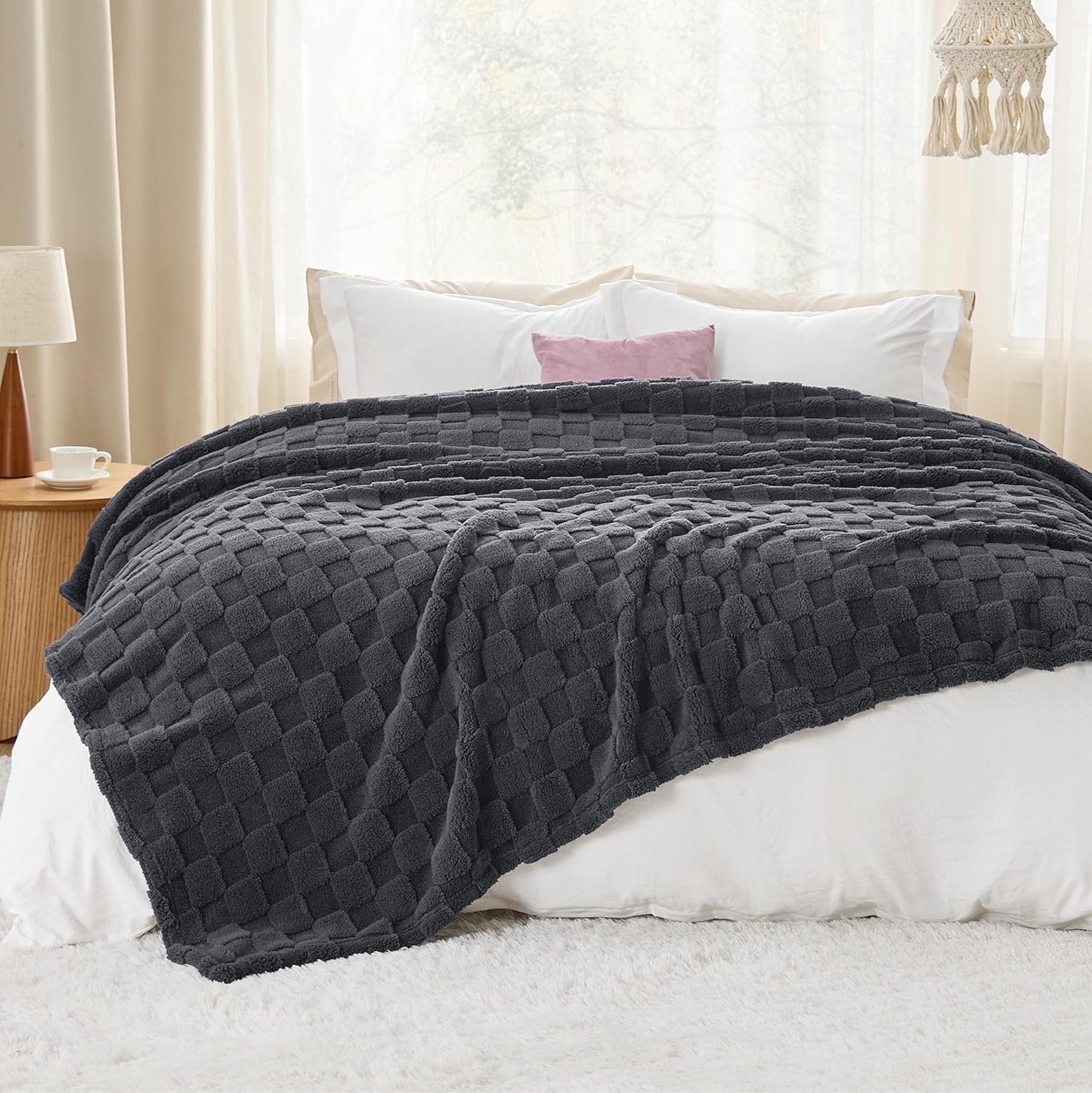 Bedsure GentleSoft King Size Blanket for Bed - Super Soft Cozy Blankets for Women Men Girls, Large Fuzzy Fleece Throw for Bedroom Decor, Dark Grey,108x90 Inches