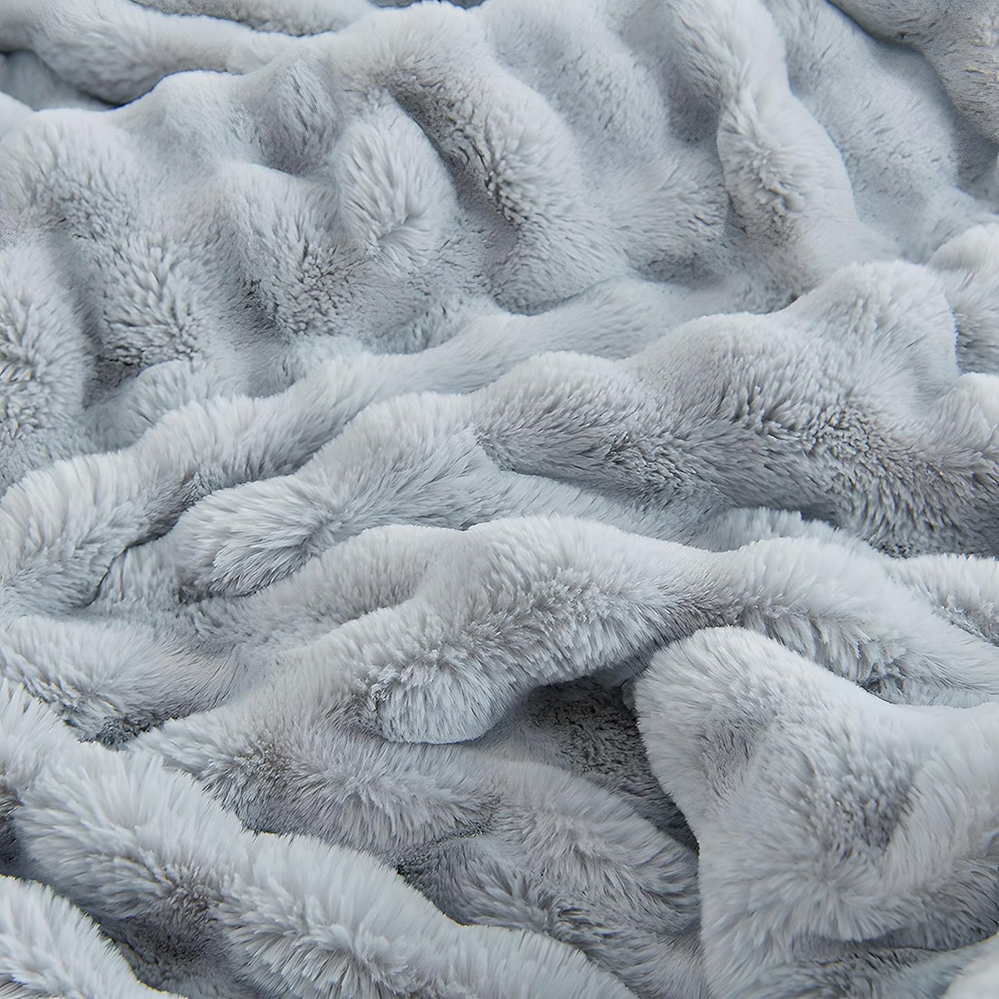 UKELER Ultra Soft Throw Blanket Grey Fluffy Blankets & Throws Faux Fur Blanket for Couch, Bed, Sofa Cozy Plush Warm Thick Velvet Blanket for Women, Men 50''x60''