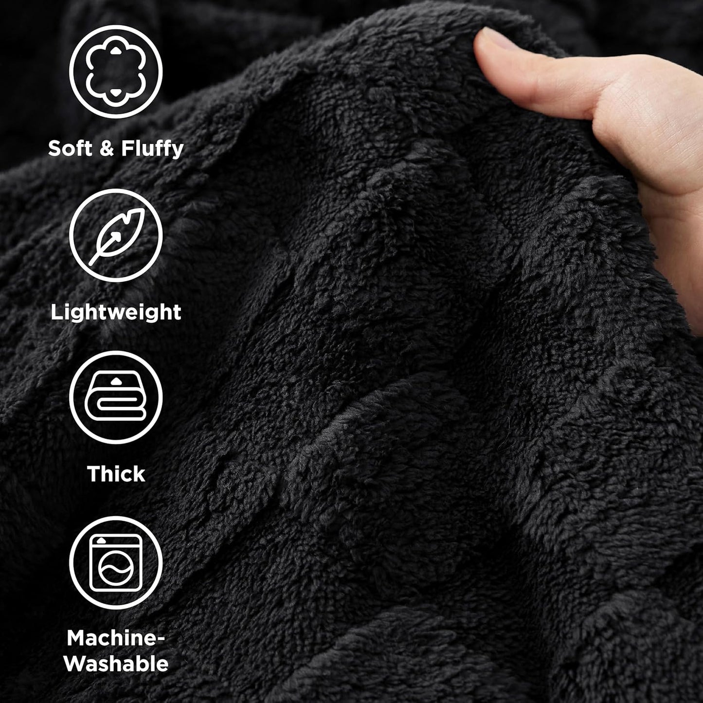 Bedsure GentleSoft Black Throw Blanket for Couch - Super Soft Cozy Blankets Gifts for Women Men Girls, Cute Small Fleece Throws for Bedroom Home Decor, 50x70 Inches