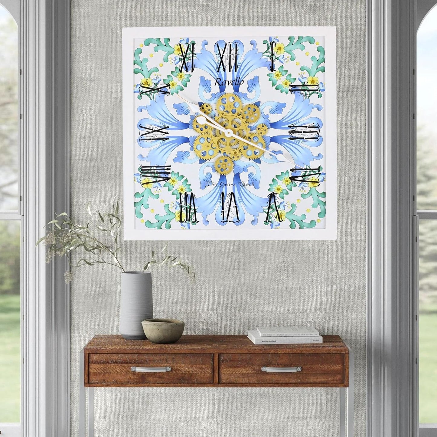 The Gears Clock Wall Clock Italy Collection with Moving Gears (Ravello, 24 inches (60 cm))