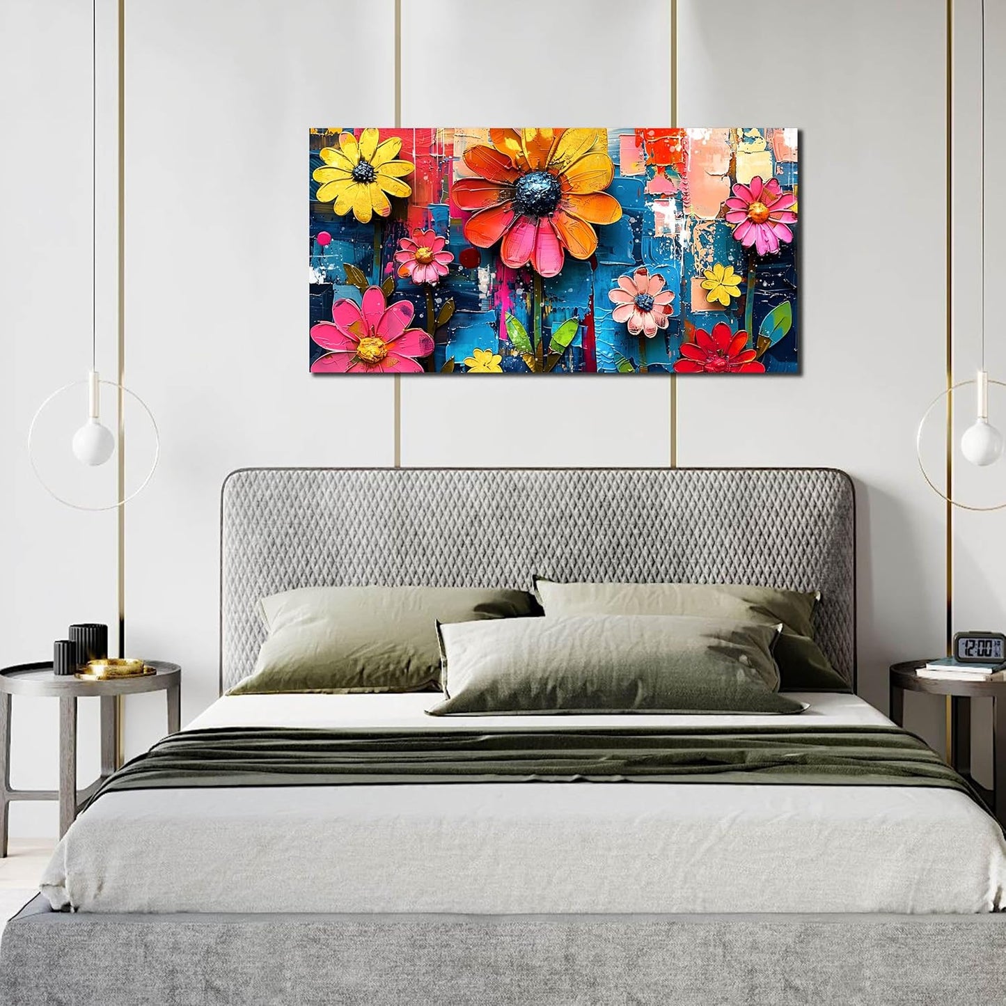 ZHAOSHOP Colorful Flowers Painting Wall Decor Living Room - Floral Canvas Wall Art for Bedroom - Teen Girl Bedroom Decor Size 20" x 40"