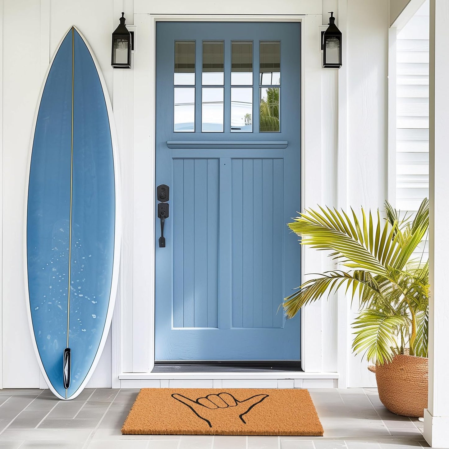 Barnyard Designs Natural Coco Coir Heavy Duty Backing Doormat - Large Cute Non-Slip Front Door Welcome Mat for Outside Entrance or Porch Entry, Brown (17x30, Shaka)