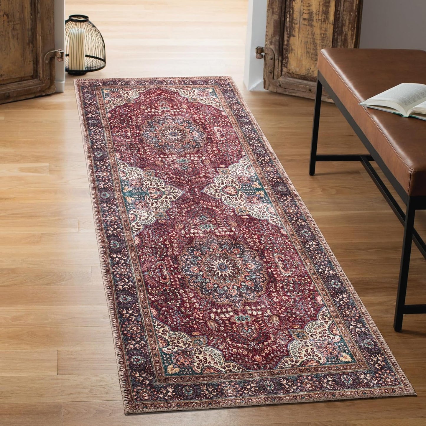 Keen Home Design 2x7 Rug - Machine Washable Runner Rug with Non-Slip Backing, Ideal for Hallway, Entryway, Kitchen, Laundry Room - Vintage, Easy Clean, Durable, Low Pile Rug - (2'6" x 7')