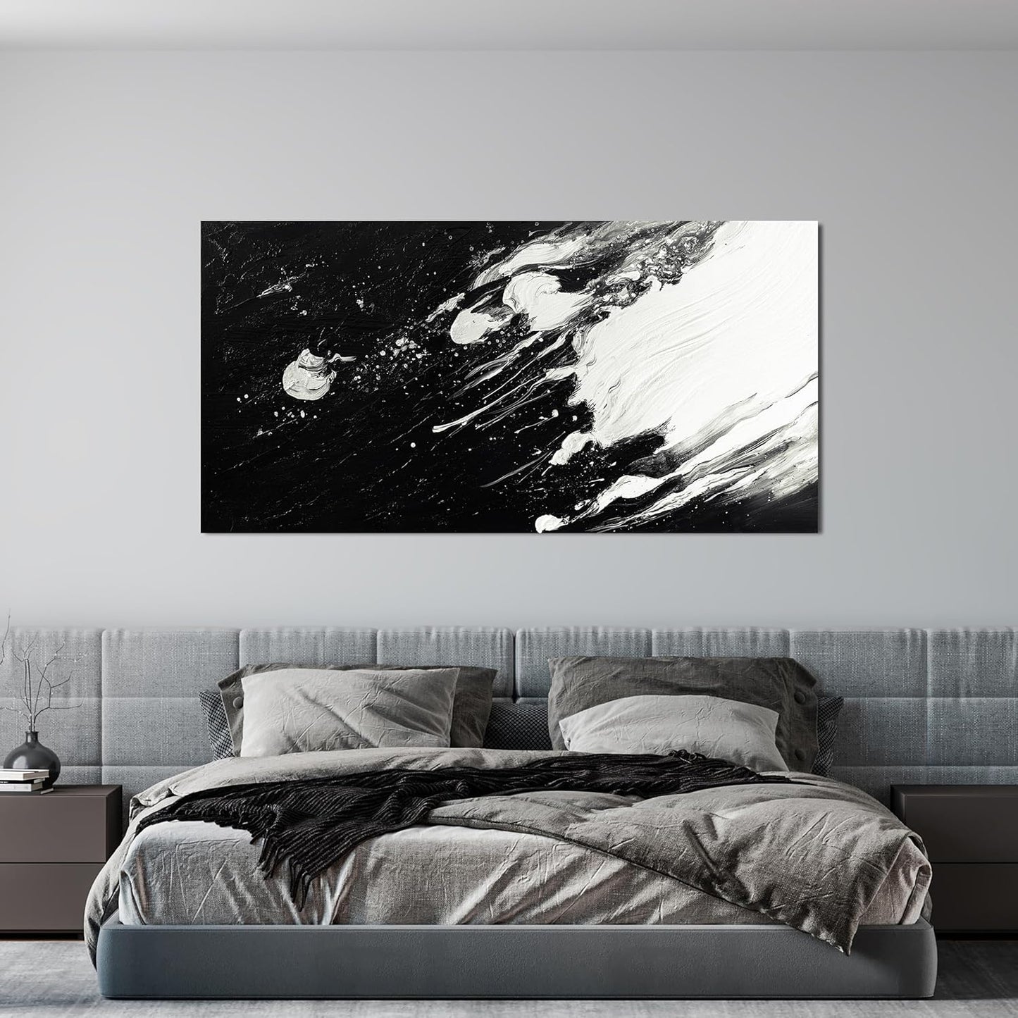 Abstract Wall Art Decor Modern Black and White Wall Art Prints Canvas Wall Art for Living Room Abstract Black Art Abstract Canvas Art Wall Decor Artwork for Walls Bedroom Kitchen Wall Decor 24" X 48"
