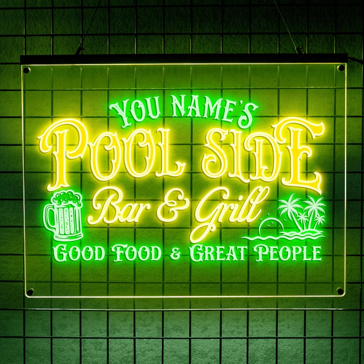 Personalized Pool Side Bar & Grill Neon Sign, Custom LED Light for Backyard Patio, Outdoor Bar Decor, Fun Gift for BBQ & Beer Lovers