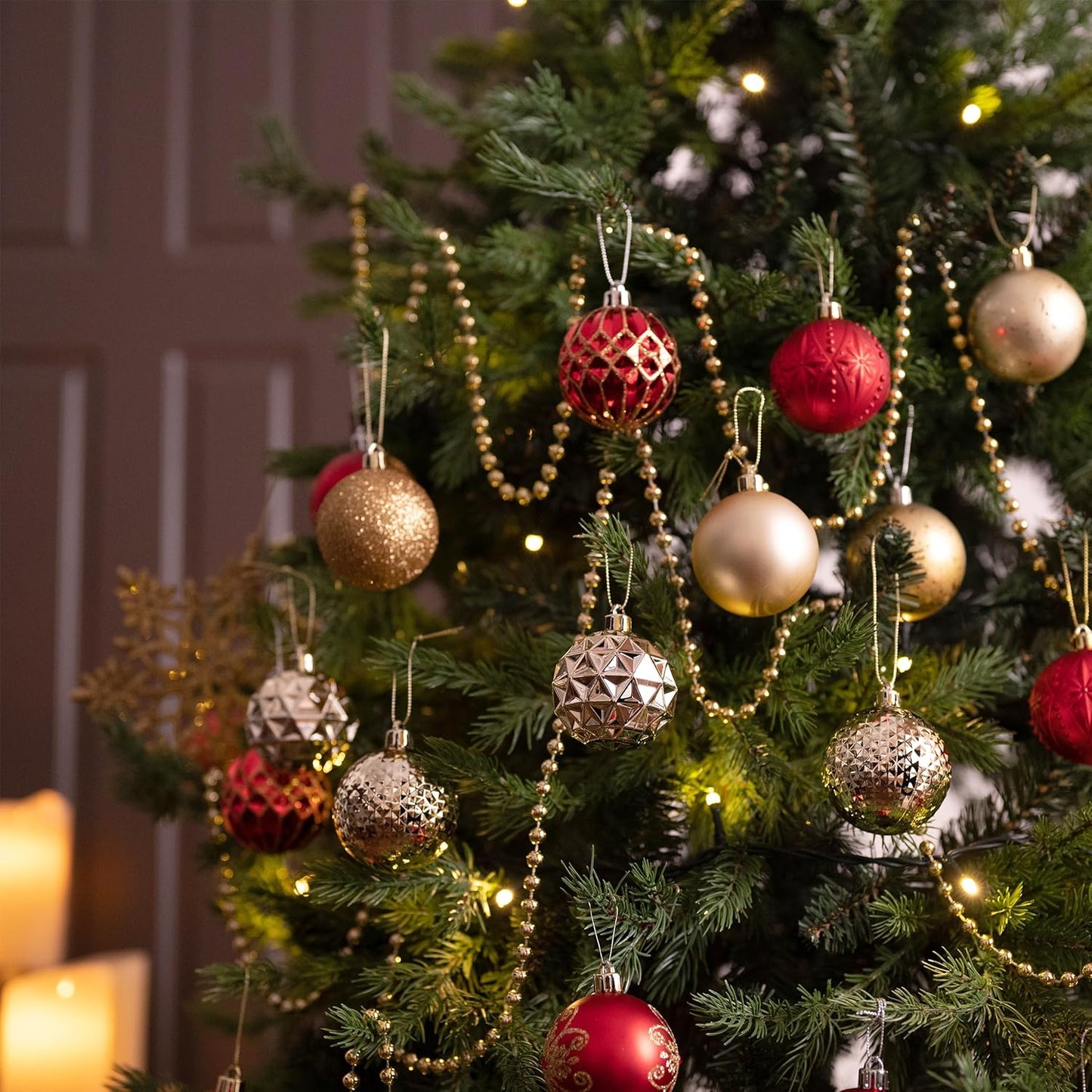 Valery Madelyn Christmas Tree Decorations Ornament Set for Fall Halloween, 50ct 2 Inches Light Gold Shatterproof Christmas Ball Ornaments Hanging Xmas Holiday Party Decor