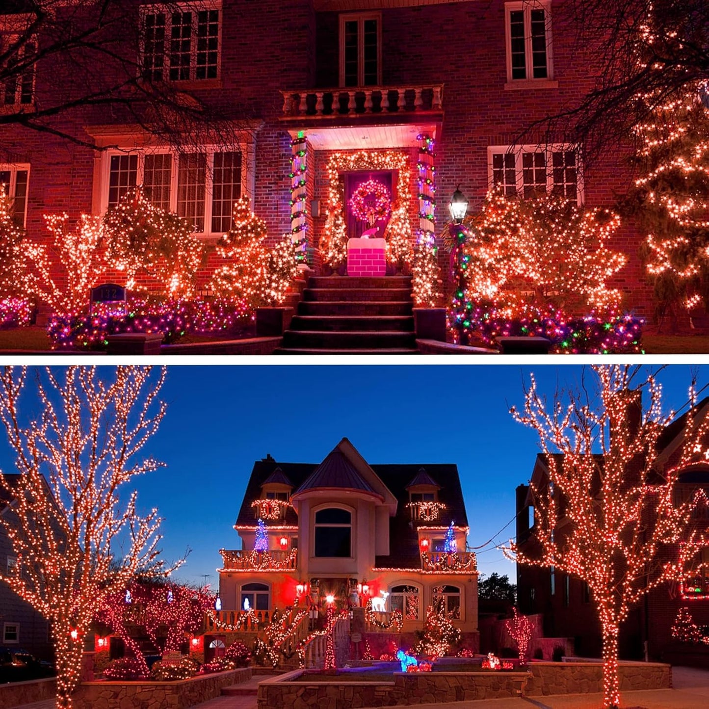 Joliyoou 16 Ft 50 LEDs Halloween Mini String Lights, 8 Lighting Modes Holiday Fairy String Lights with Timer for Indoor Outdoor Decorations, Orange, 2 Pack