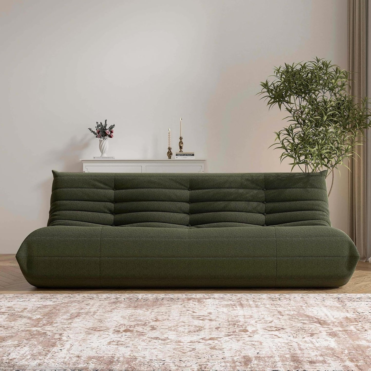 Big Bean Bag Chairs for Adults, 3 Seater Large Floor Sofa (Green)