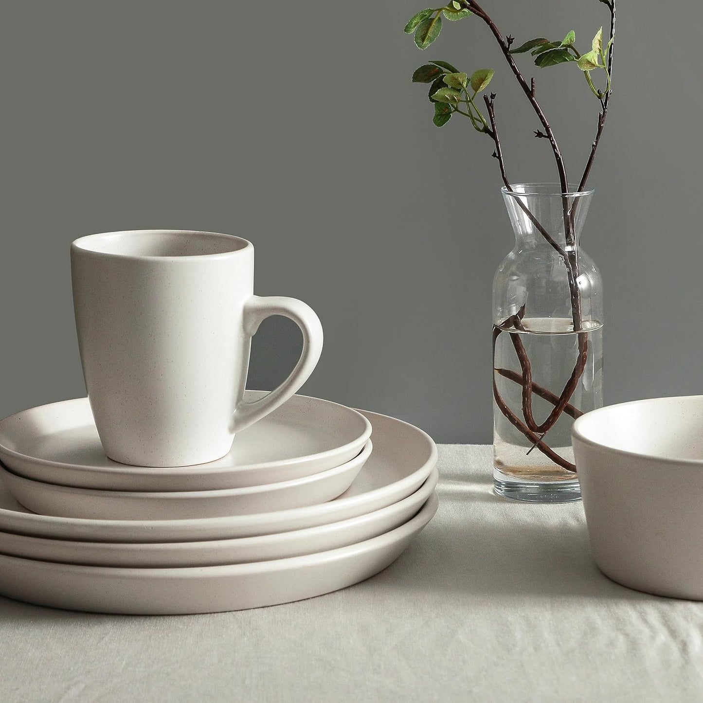 Stone Lain Albie 32-Piece Dinnerware Set Stoneware, White Speckled