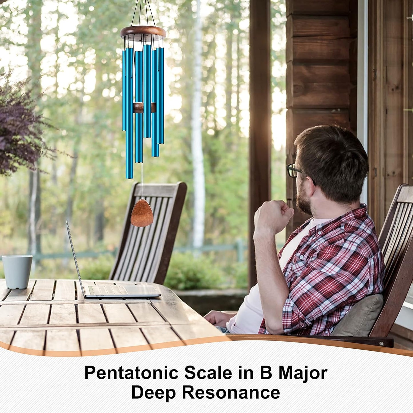 Large Aluminium Wind Chimes 37 Inches to Create a Zen Atmosphere Suitable for Outdoor, Garden, Patio Decoration. Classic Wind Chimes with Wind Catcher Suitable as A Gift for Unisex(Blue)