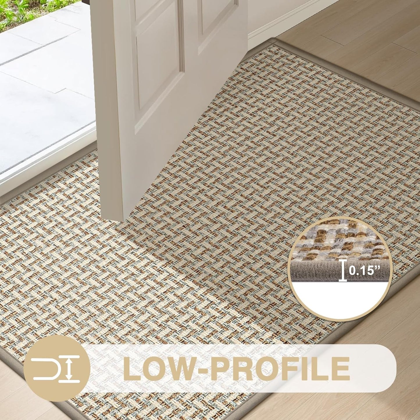 LEKEEPGO Door Mat Indoor Entrance 24"x47", Absorbent Indoor Door Mat Large, Non Slip Rubber Backing Inside Door Mats, Washable Floor Mat, Low-Profile Doormat for Front Door, Entryway, Entrance, Grey