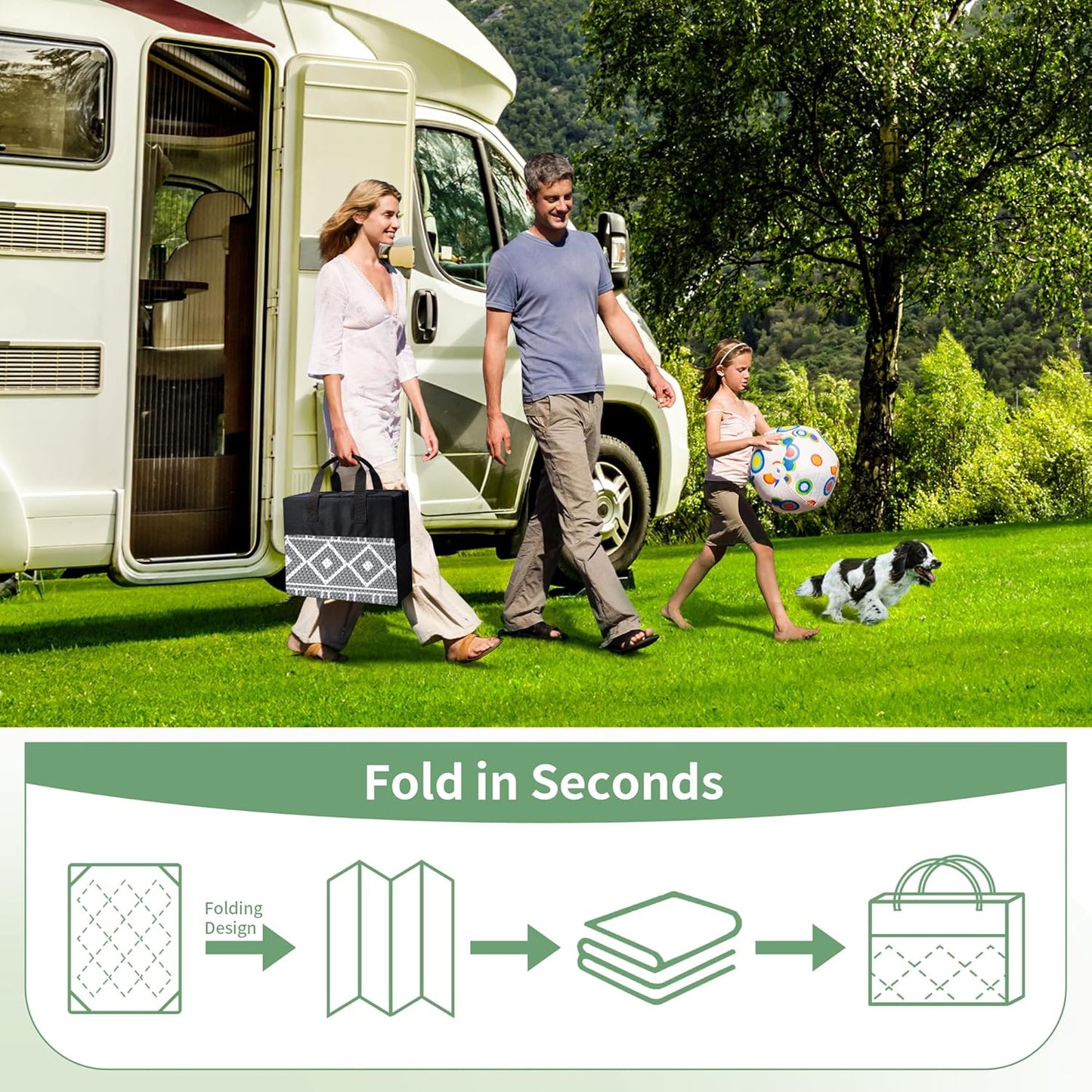 GENIMO Outdoor Rug Waterproof for Patio, 9'x12' Reversible Plastic Straw Outdoor Carpet, Camping Outside Mat for Outdoor Decor, RV, Deck, Camper, Balcony, Picnic, Grey & White