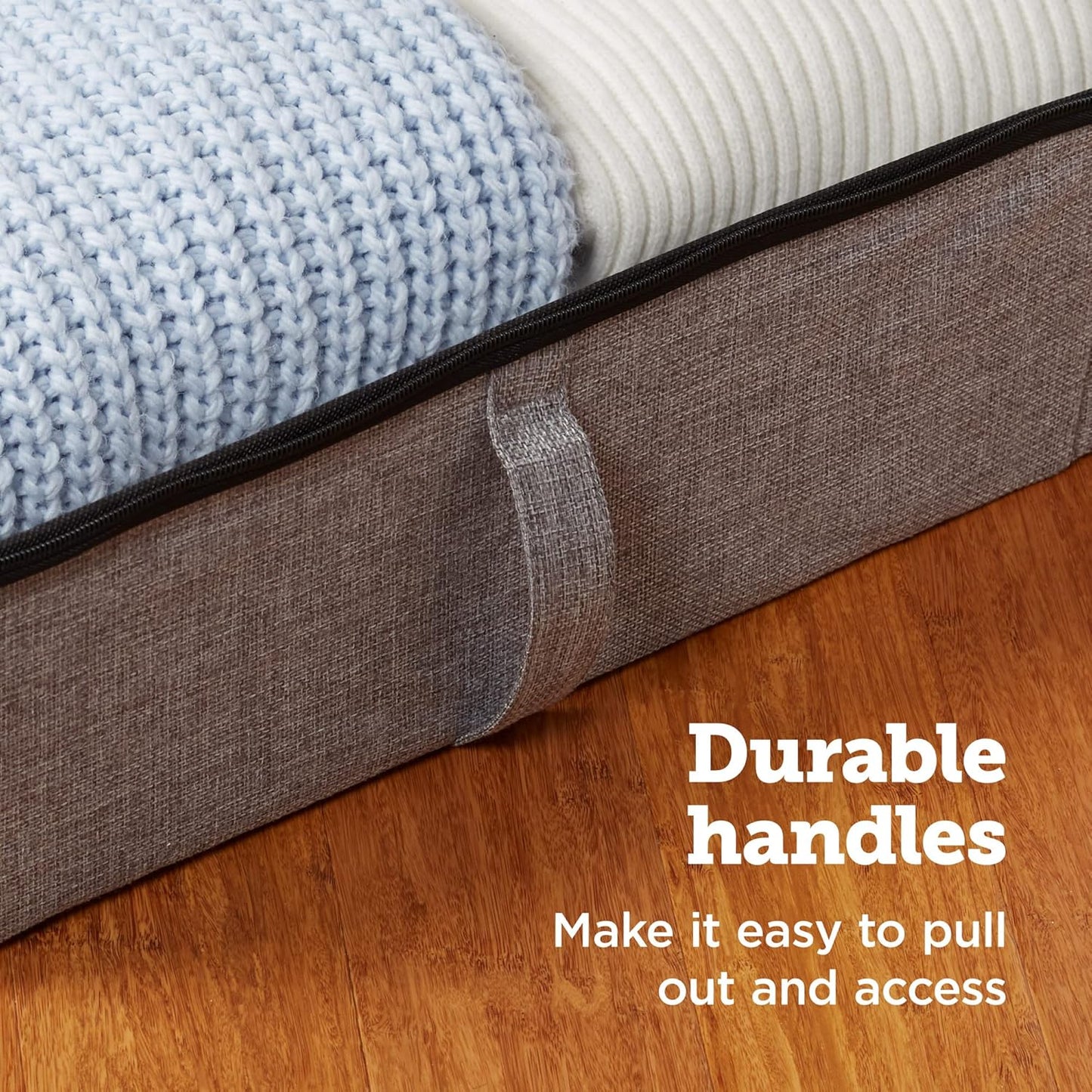 storageLAB Under Bed Storage Containers, Closet Organizers with Sturdy Handles for Clothes, Comforters, and Accessories, Perfect for Use Under or at the End of the Bed - 2 Pack, Grey