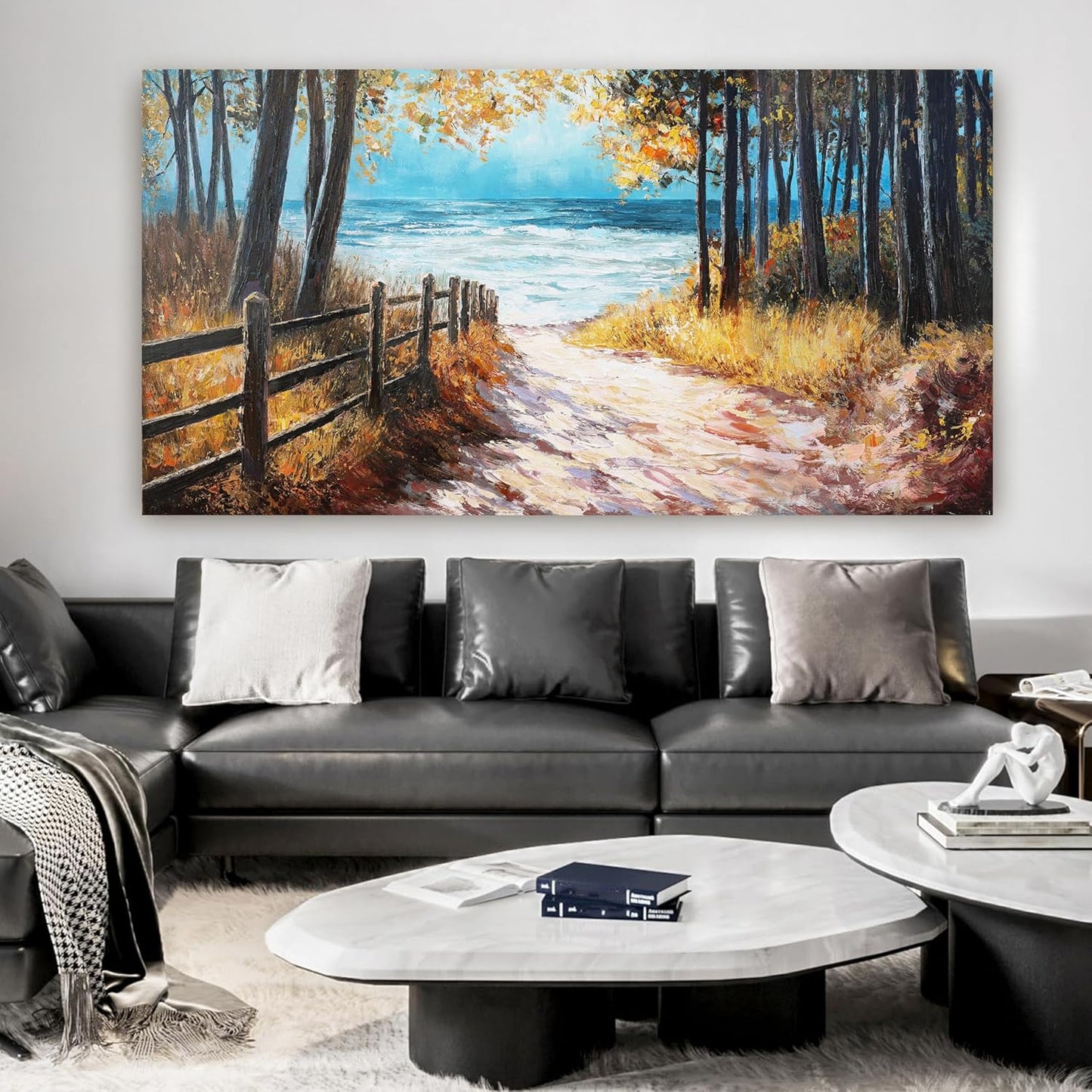Canvas Wall Art Decor Artwork for Walls Large Coastal Beach Wall Art for Living Room Nature Landscape Forest Wall Art Decor Canvas Modern Art Wall Decor Prints for Home Office Room Wall Decor 29"X58"