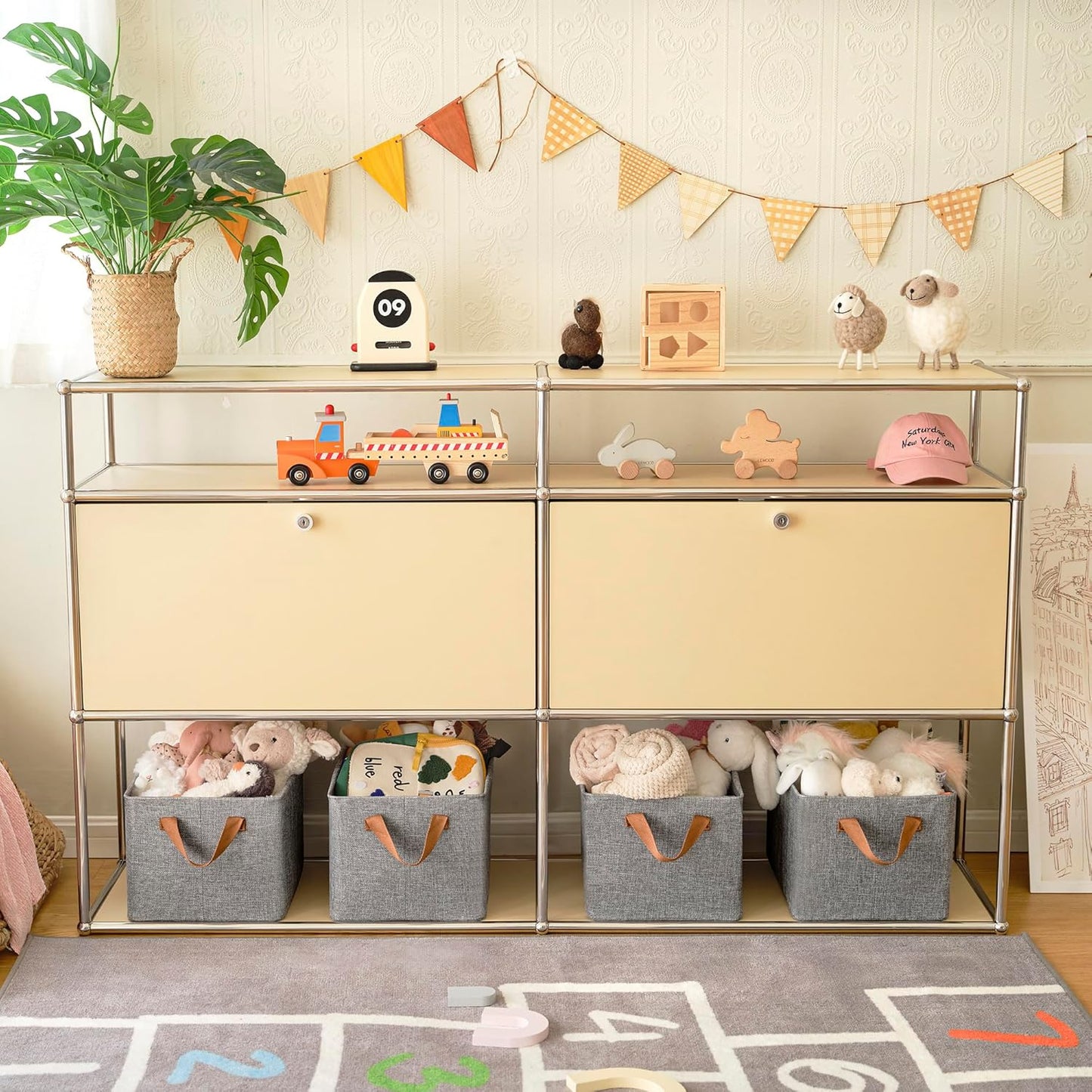 GRANNY SAYS Storage Baskets for Shelves, Closet Organizer Bins, Clothes Storage Bins with Metal Frame, Large Baskets for Organizing and Storage, Collapsible, Gray, 2-Pack