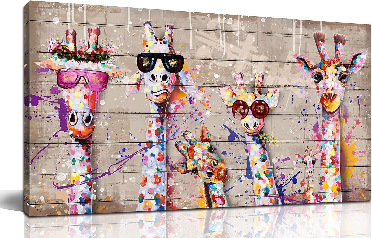JKWALL77 Giraffe Pictures Wall-decor - Graffiti Canvas Wall Art - Kids Room Wall Decor Ready To Hang Size 40" x 20"