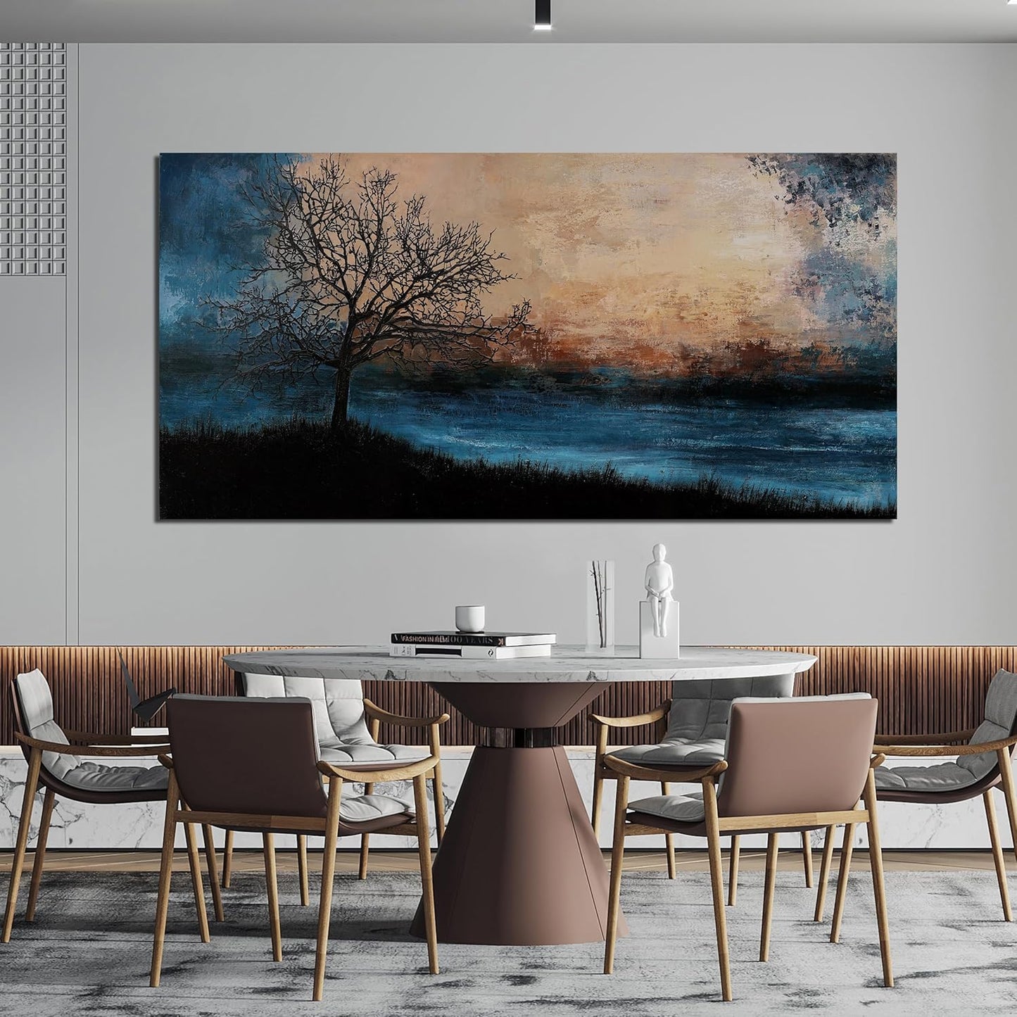 Large Canvas Wall Art for Living Room Artwork for Walls Black Blue Wall Art Decor Canvas Modern Art Wall Decor Nature Landscap Wall Art Decor Prints Art Work for Home Office Kitchen Wall Decor 24"X48"