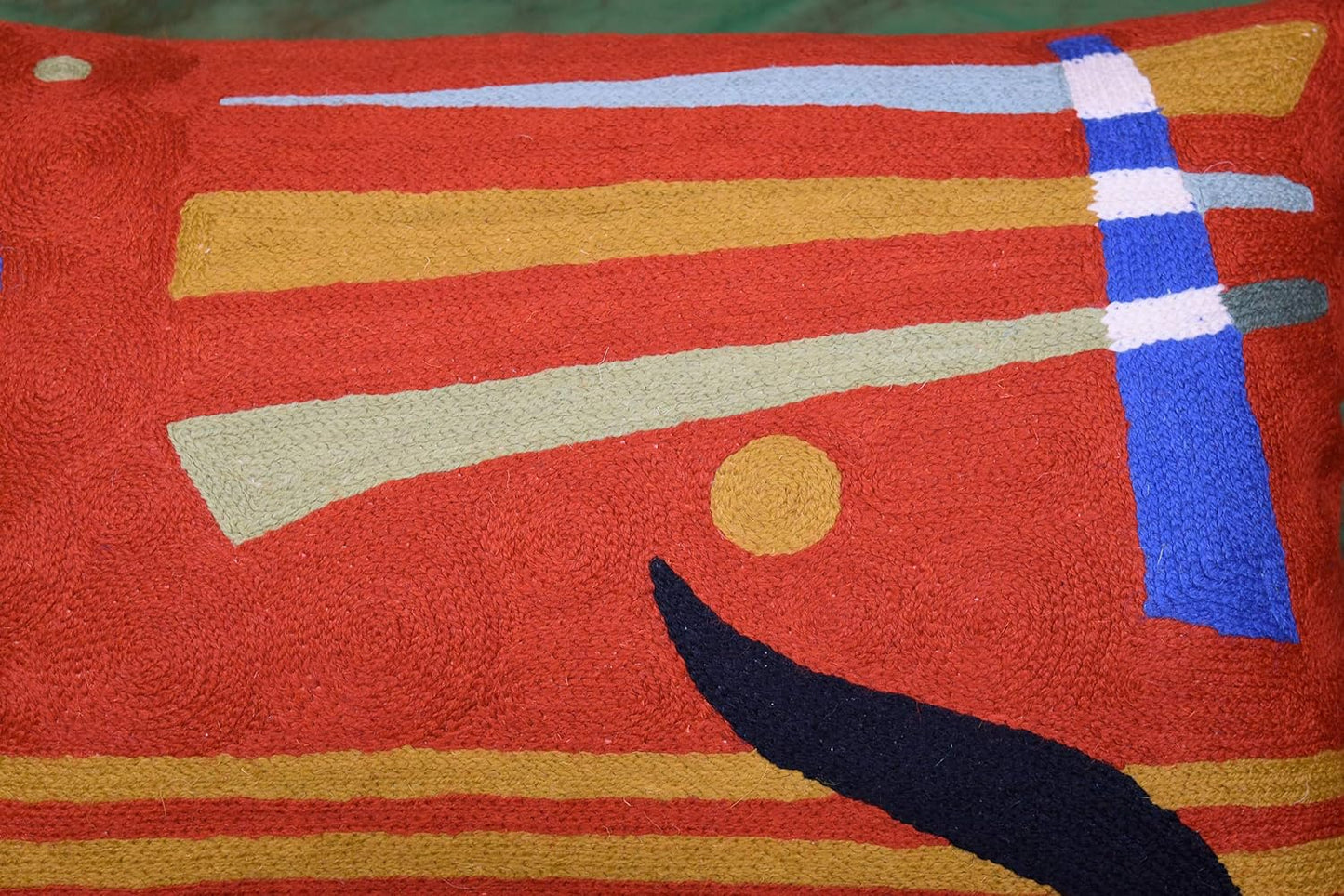 Lumbar Kandinsky Orange Abstract Pillow Cover Elements Modern Throw Pillowcase Chair Cushion Contemporary Pillowsham Accent Farmhouse Couch Hand Embroidered Wool Size 14x20