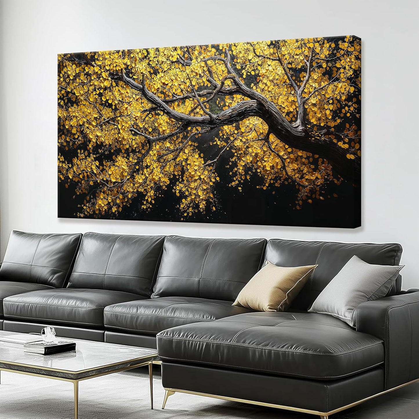 Modern Wall Art Nature Canvas Art Wall Decor Abstract Wall Decor Prints Painting Gold Tree Botanical Abstract Wall Art Picture For Bedroom Living Room Dining Room Home Office Artwork 24"×48"