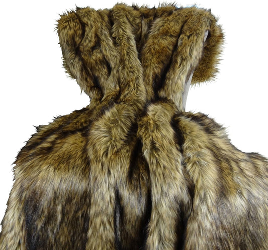 Brown Fur Throw Blanket & Bedspread - Brown Wolf Faux Fur - Light & Dark Browns Caramel & Coffee Colors - Faux Fur - Luxury Throw Blanket & Bedspread, Handmade in USA, 16406