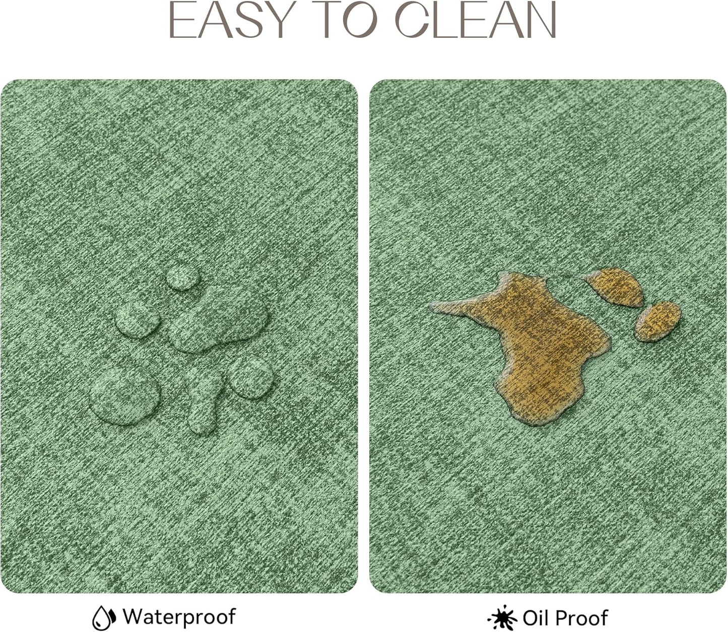 Romanstile Vinyl Placemats Set of 6-12 X 18 Inch - Heat Resistant Place Mats 100% Waterproof Oilproof Wipeable Reversible Faux Leather Table Mats for Kitchen/Dining/Party/Outdoor, Dark Green