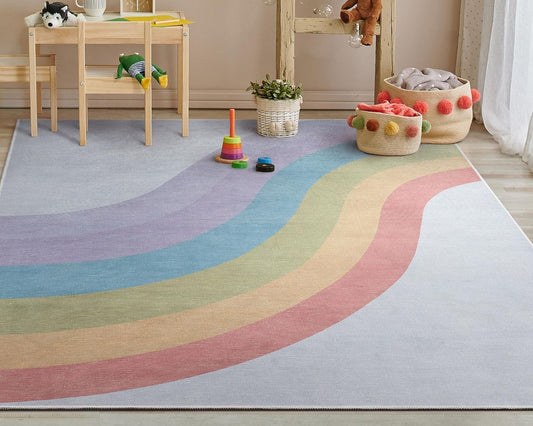 Well Woven Kids Rainbow Rug, 6' x 9', Multi Color