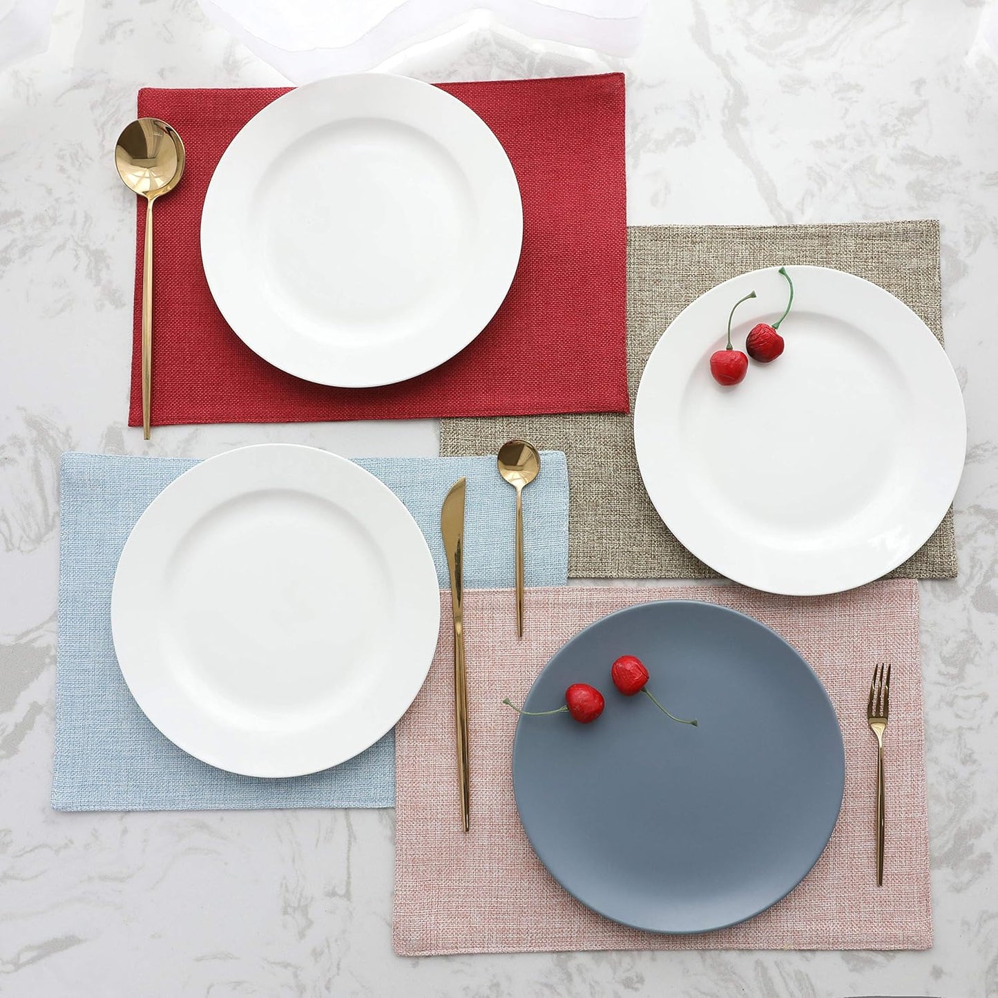 Home Brilliant Placemats Set of 6 Pink Apricot Table Place Mats for Women Wedding Decoration Blush Placemats Washable Place Mats for Dining Kitchen Restaurant Table, Pink