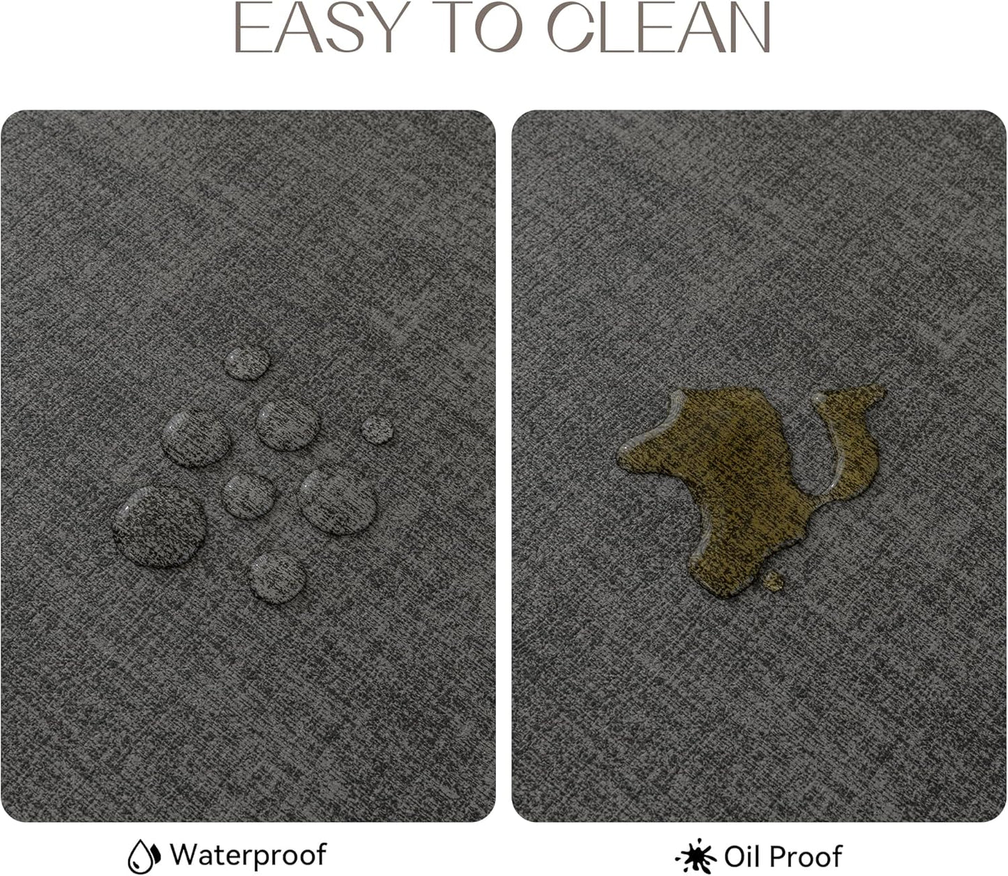 Romanstile Vinyl Placemats Set of 6-12 X 18 Inch - Heat Resistant Place Mats 100% Waterproof Oilproof Wipeable Reversible Faux Leather Table Mats for Kitchen/Dining/Party/Outdoor, Charcoal