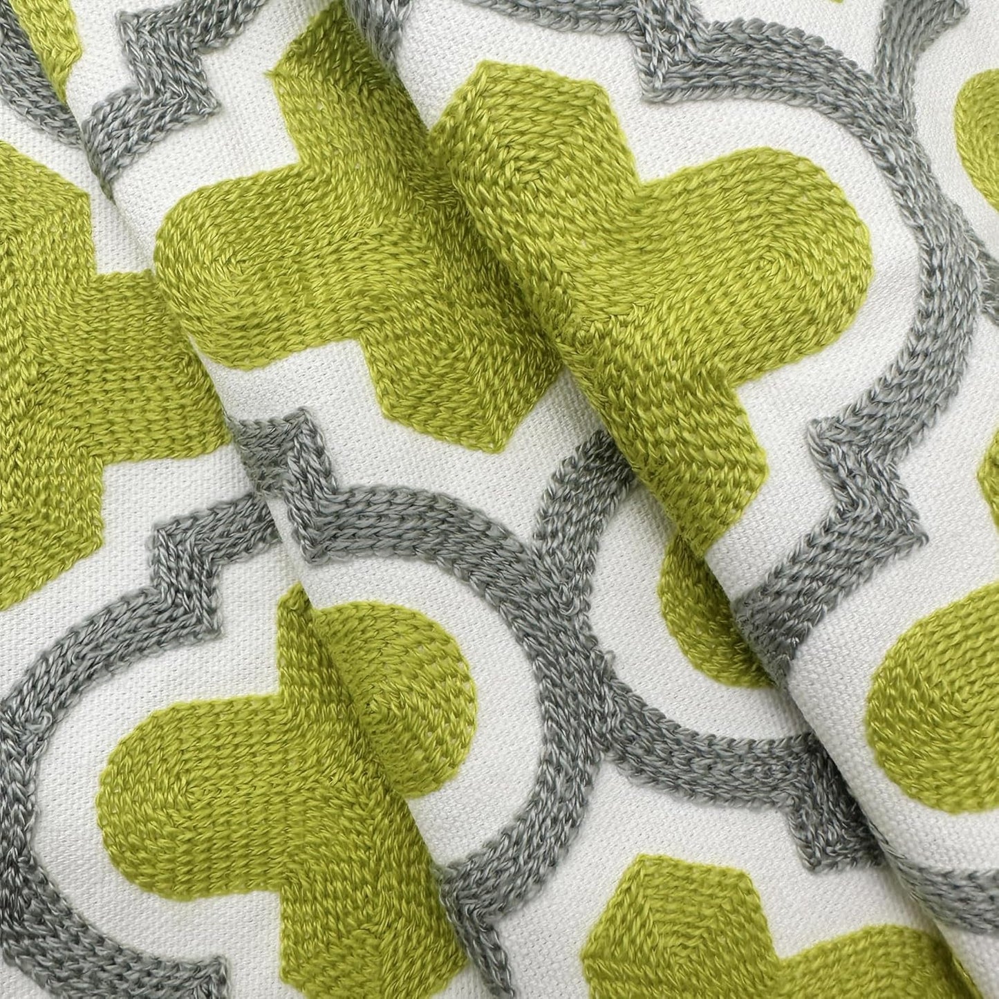 Alysheer Embroidered Lumbar Decorative Throw Pillow Cover 12"x 20", Classic Boho Geometric Embroidery Pattern Cotton Rectangular Cushion Case for Sofa Couch Living Room Bedroom(Green Grey)