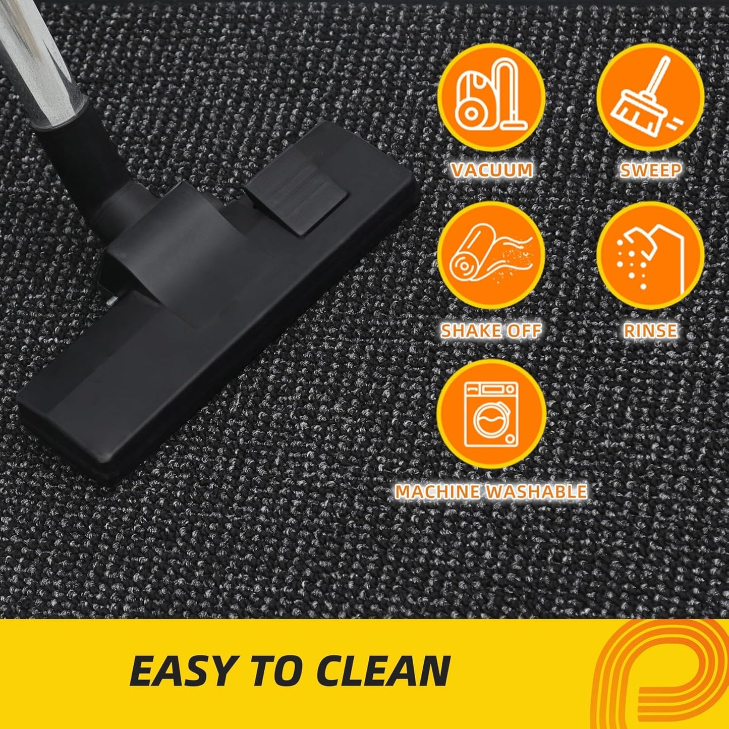 JSEI Dirt Trapper Door Mat 24"x36" Non-Slip Washable Entrance Mat, Dog Doormats, Absorbent & Fade-Resistant Floor Mats, Low Profile Welcome Mats for Entryway, Front Door, and Inside Entrance, Black