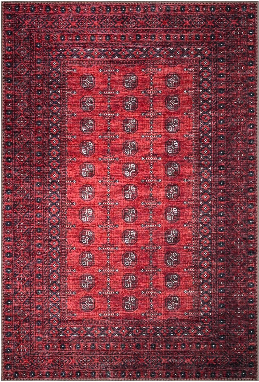 Keen Home Design 5x7 Rug - Machine Washable Area Rug with Non-Slip Backing, Ideal for Living Room, Dining Room, Bedroom - Vintage, Easy Clean, Durable, Low Pile Rug - (5' x 7')