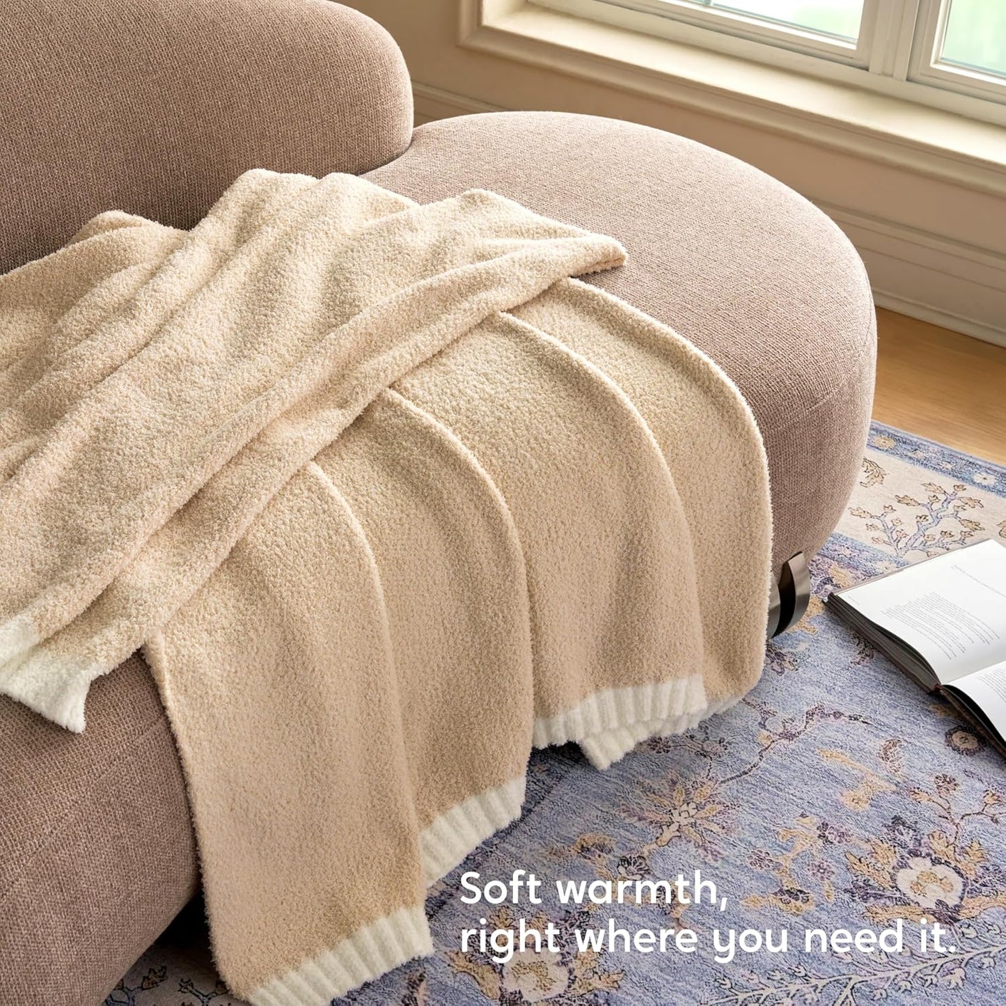 Joiedomi Twin Blanket for Couch Bed, Light Camel Knitted Blankets Gifts for Women Mom Girls, Cozy Cute Soft Throw Home Room Decor Aesthetic for Women Mothers Birthday Gifts 60x80 Inches