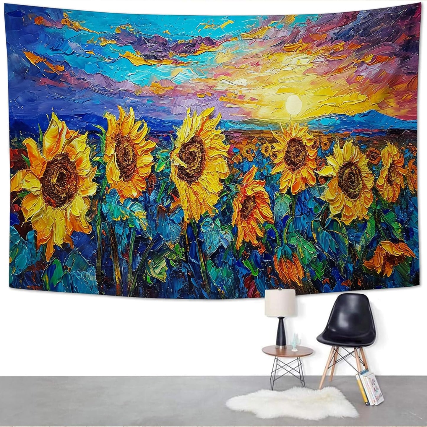 yowecso Sunflower Tapestry Sunset Flower Field Tapestry Wall Hanging for Bedroom Sunflower Tapestries Aesthetic Wall Decor for Home Dorm Living Room 50"x60"
