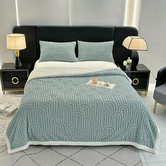 UKELER Arch Sherpa Throw Blanket 60 × 80 inch,Sherpa Fleece Blanket for All Season, Warm and Cozy Blankets for Bed Couch Sofa Office Camping, Light Green