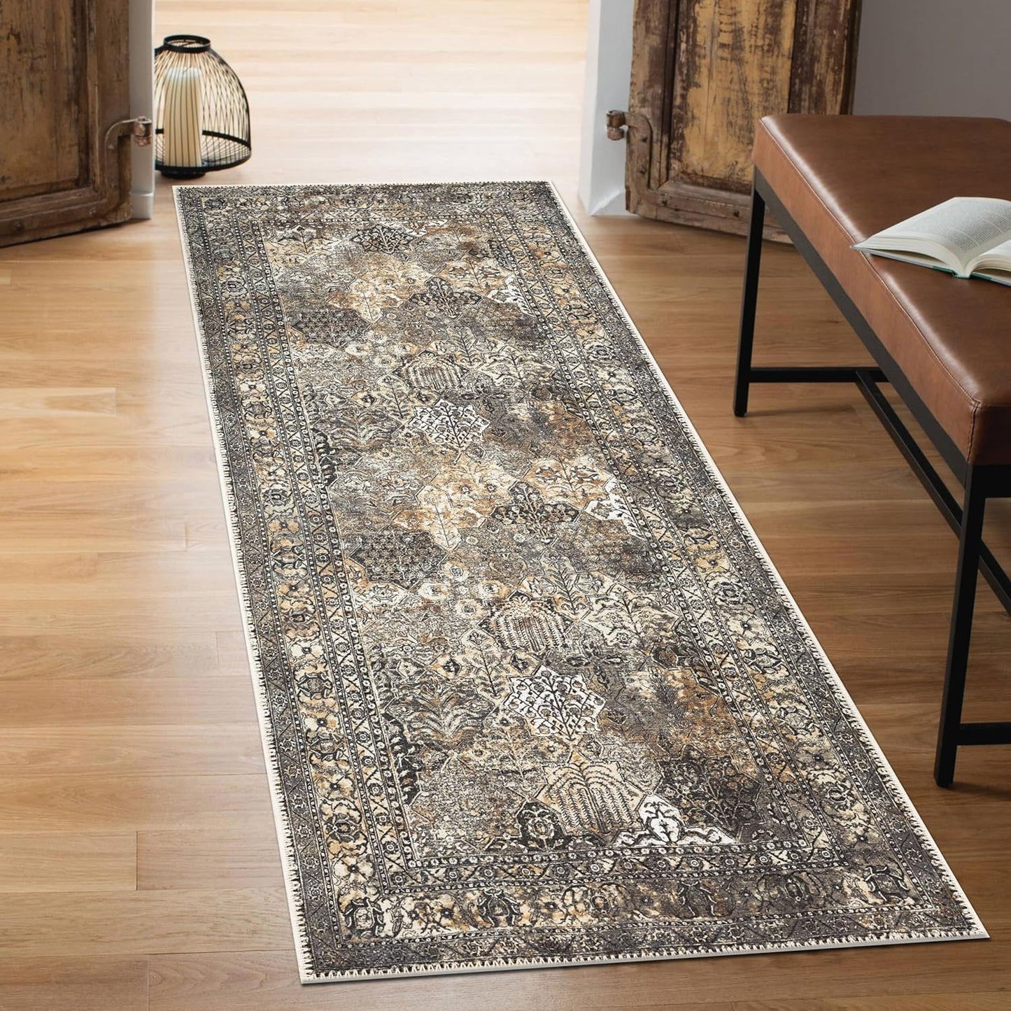 Keen Home Design 2x7 Rug - Machine Washable Runner Rug with Non-Slip Backing, Ideal for Hallway, Entryway, Kitchen, Laundry Room - Vintage, Easy Clean, Durable, Low Pile Rug - (2'6" x 7')