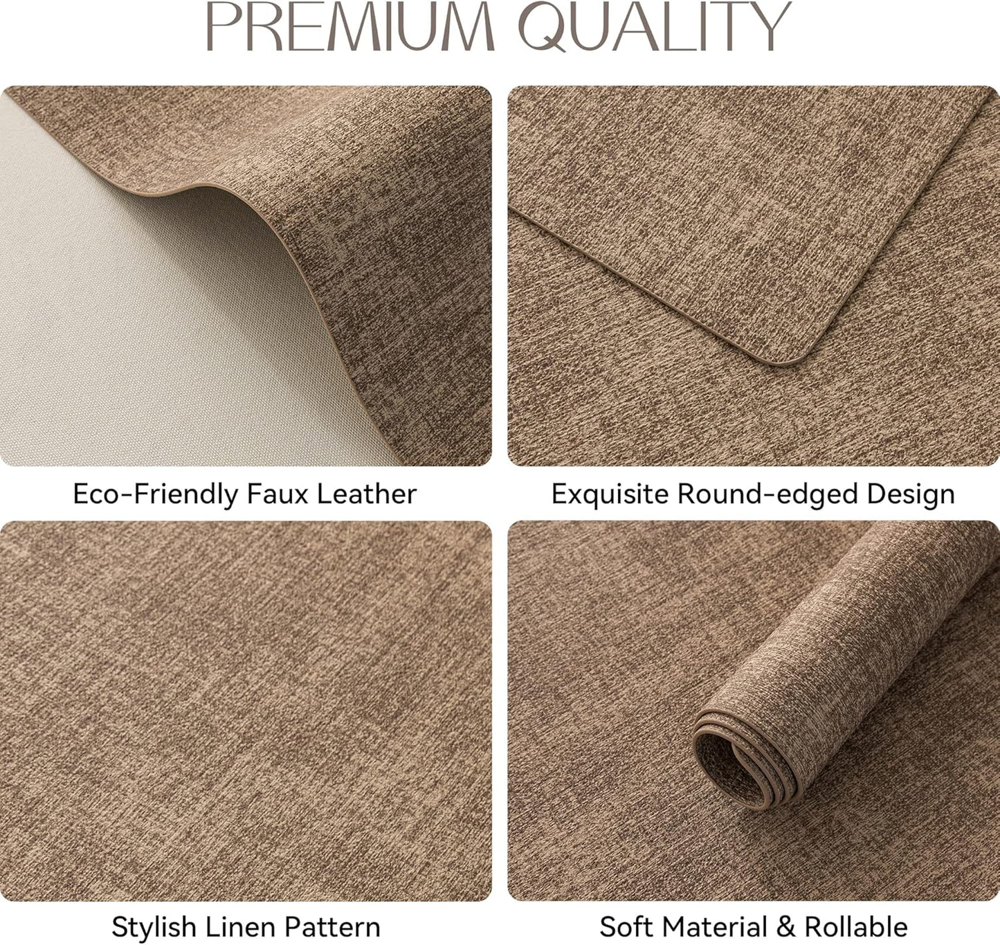 Romanstile Vinyl Placemats Set of 8-12 X 18 Inch - Heat Resistant Place Mats 100% Waterproof Oilproof Wipeable Reversible Faux Leather Table Mats for Kitchen/Dining/Party/Outdoor, Coffee