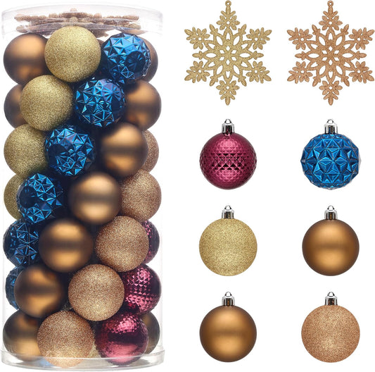 Valery Madelyn Christmas Tree Decorations Ornament Set for Fall Halloween, 50ct 2 Inches Bronze Copper Purple Shatterproof Christmas Ball Ornament Hanging Xmas Holiday Party Decor