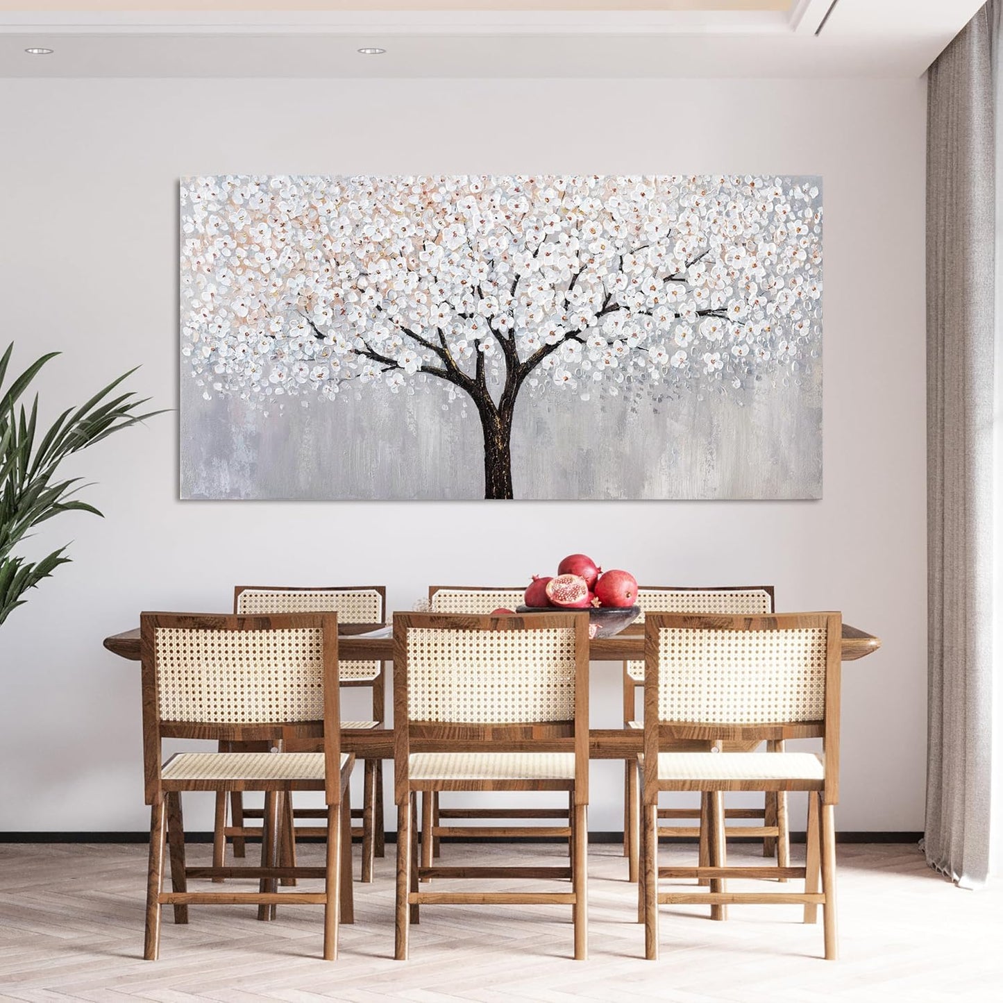 Canvas Wall Art Decor Artwork for Walls Black and White Wall Art Decor Large Tree of Life Wall Art for Living Room Vintage Tree Flower Wall Art Decorations for Room Home Office Wall Decor 29"X58"