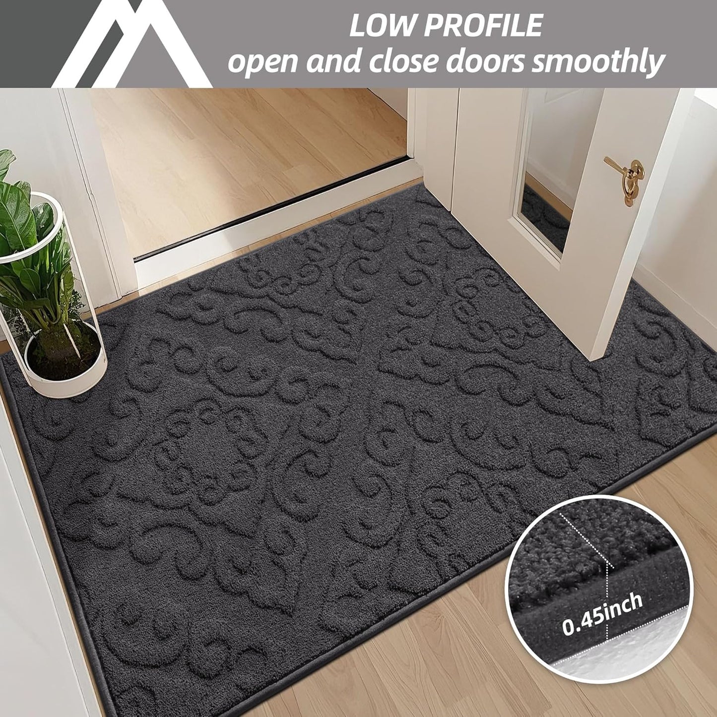 COSY HOMEER-Door-Mat-Non-Slip-Entryway-Rug 24”x36” Absorbent Welcome Mats Washable Dirt Trapper Door Mat Entrance Floor Mats for Front Back Doormats and Wet Shoes,Dark Grey