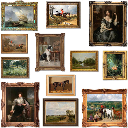 LANCHI95 12 PCS Vintage Victorian Wall Decor, Classic Maximalist Wall Decor, Coquette Vintage Art Prints, Victorian Wall Art, Vintage Paintings Pictures Moody Maximalist Decor (UNFRAMED)