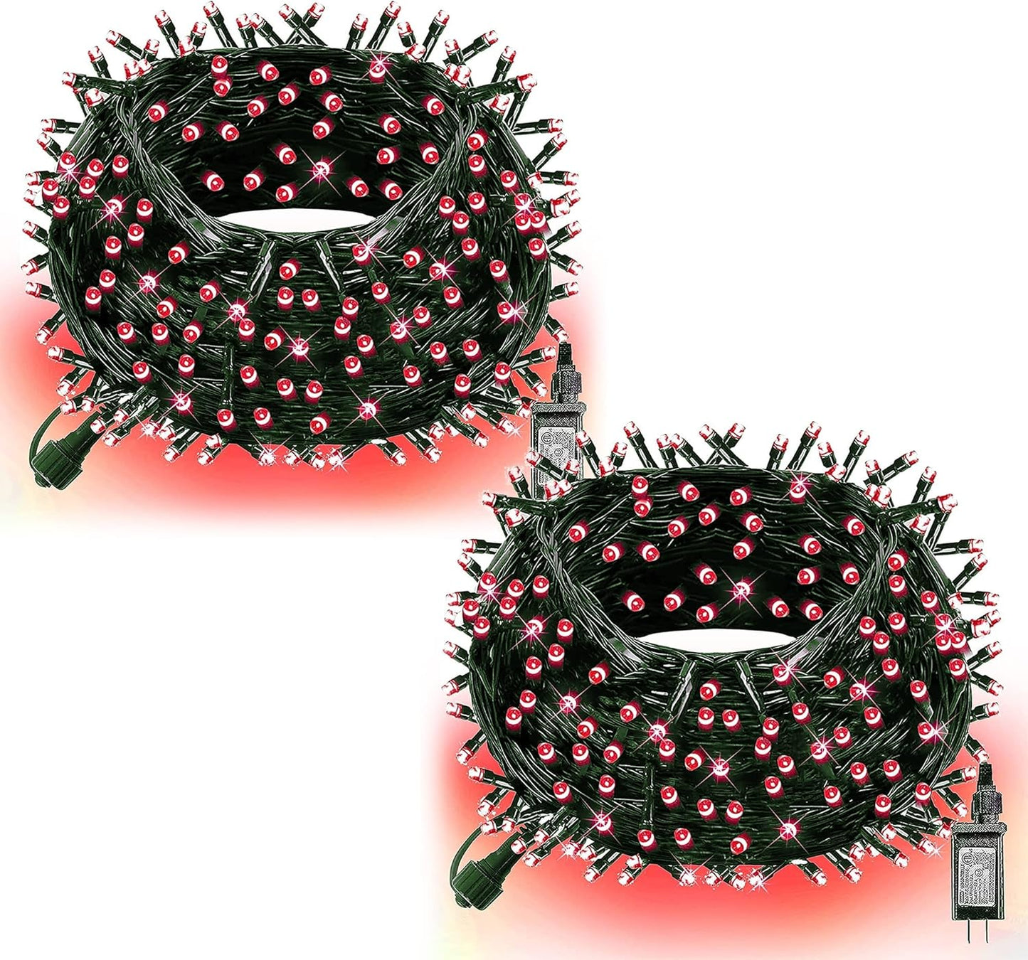 Dazzle Bright Christmas String Lights, 132FT 400 LED Connectable Green Wire 8 Modes String Lights, Waterproof Christmas Lights for Indoor Outdoor Patio Party Wedding Decorations, Red