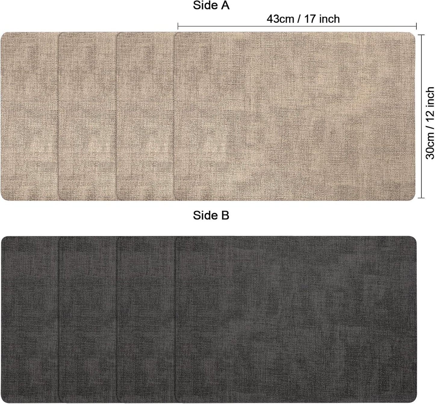 Myir JUN Placemats Dual Sided, Faux Leather Place Mats Set of 4 Indoor Placemat for Dining Table Outdoor Place Mat Manteles Individuales Square Non-Slip Washable Table Mats (Gray Beige, Set of 4)