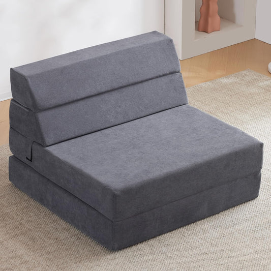 jela Foldable Sofa Bed Large Soft Foam Convertible Sleeper Chair Luxury Corduroy Fabric Fold Out Chair Bed Floor Couch with Back Support Floor Sofa for Living Room Bedroom (83"x33",Darkgrey)