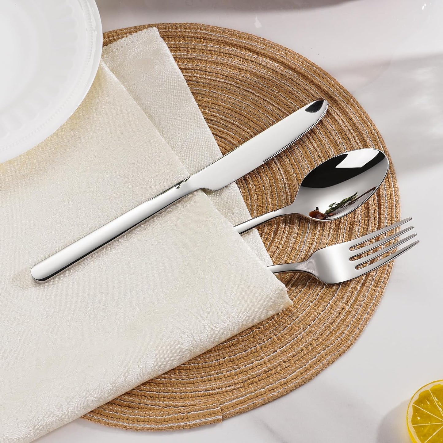 40 Piece Heavy Duty Silverware Set for 8, 18/10 Stainless Steel Flatware, Stainless Steel Silverware, Dishwasher Safe