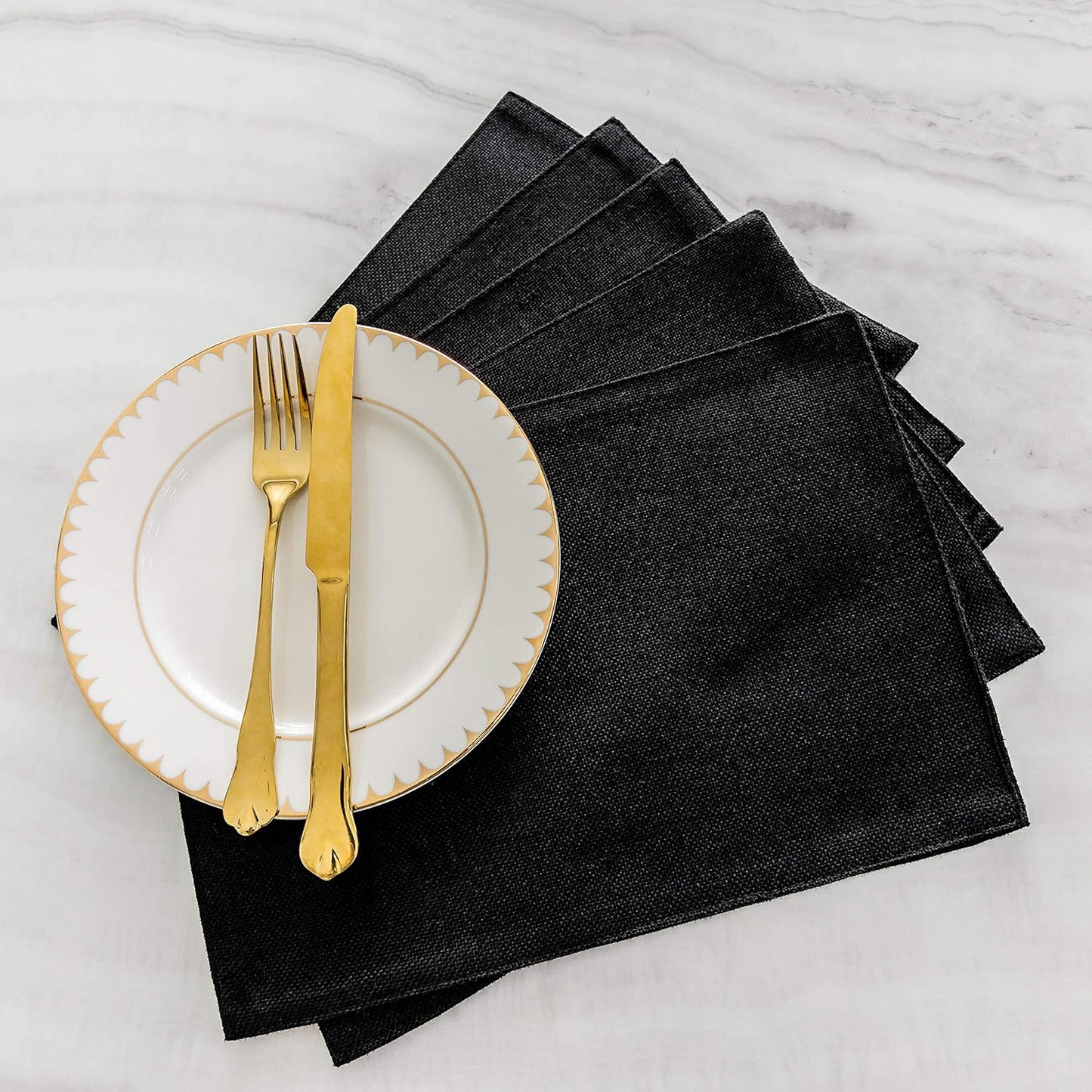 Home Brilliant Black Placemats Set of 4 Heat Resistant Halloween Table Mats Cloth Dining Table Place Mats Kitchen Washable Placemat New Year, Black