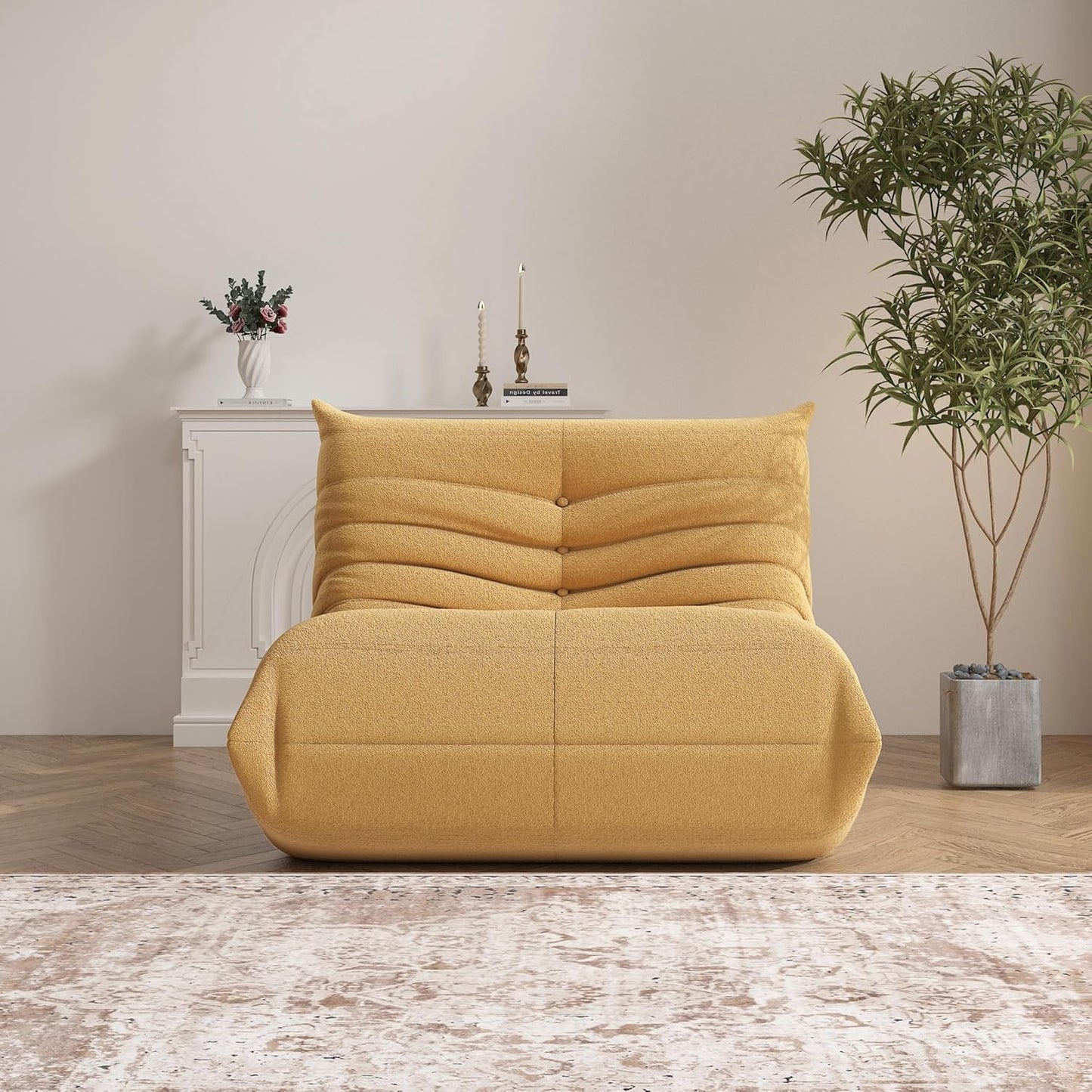 Bean Bag Chair, Memory Foam Bean Bag Sofa Large Bean Bag Chair for Adults, Bean Bag Chairs for Teens with High Density Comfortable Foam, Bean Bag for Living Room, Bedroom (Yellow)