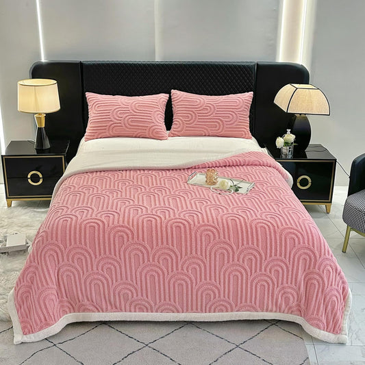 UKELER Sherpa Throw Blanket 60 × 80 inch, Ultra Soft Twin Size Fleece Blanket for All Season, Cozy Plush Arch Blankets for Bed Couch Sofa Office Camping, Pink