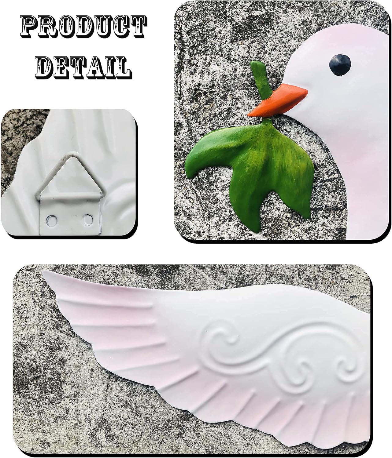 J-Fly Dove Wall Decor Metal Wall Decor Outdoor Indoor Ornament Suitable For Bathroom Living Room Garden Wall Decoration 9 Inch 3 Pack