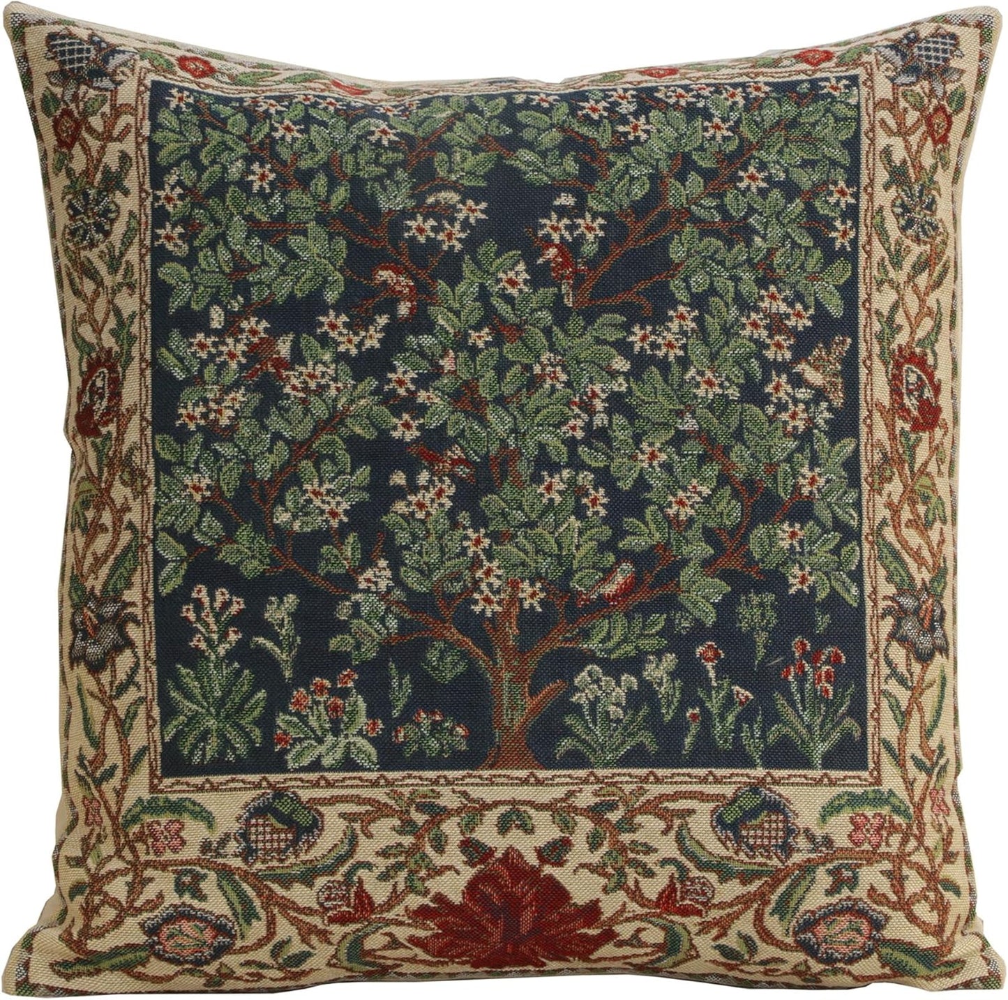 Charlotte Home Furnishings Throw Pillow Covers 16x16 in, Green Tree Decorative Couch Pillow Covers, Boho Decor European Tapestry Cushion Cases, Living Room Cozy Home Decor, Jacquard Woven Soft Cotton