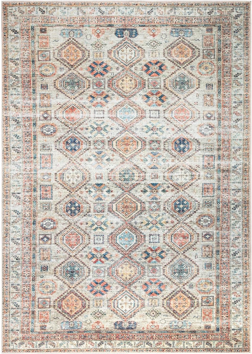 Keen Home Design 10x14 Rug - Machine Washable Area Rug with Non-Slip Backing, Ideal for Living Room, Dining Room, Bedroom - Vintage, Easy Clean, Durable, Low Pile Rug - (9'7" x 14')